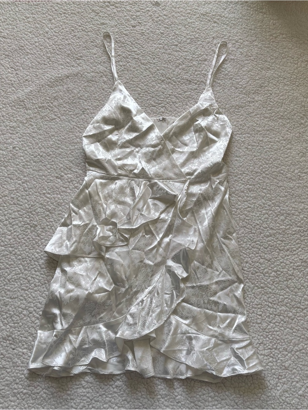 Altar'd State Ivory Shimmer Cami Wrap Dress Tiered Layered Ruffle Cocktail Min
